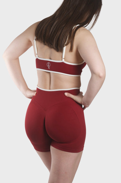 TCOOL WHITE LINE SCRUNCH TOP RED