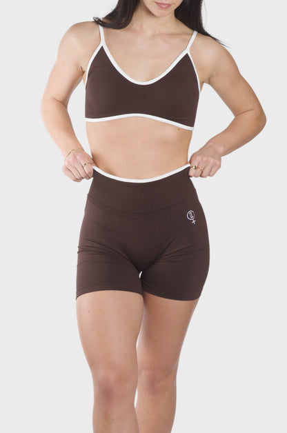 TCOOL WHITE LINE SCRUNCH TOP BROWN