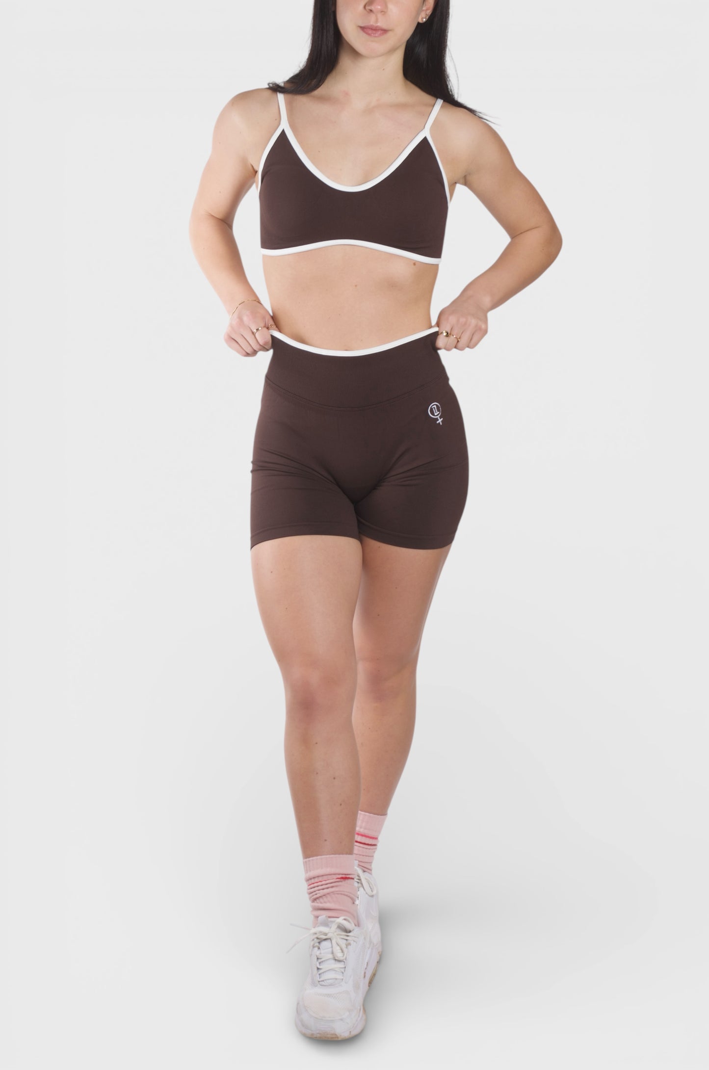 TCOOL WHITE LINE SCRUNCH LEGGINGS BROWN